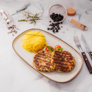Hamb. vegetariana + acomp. (Con Gluten)