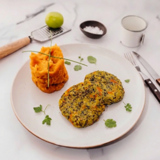 Hamb. quinoa y verdura+ acomp.